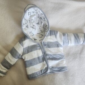 Striped Gray and White Kids Puffer Jacket